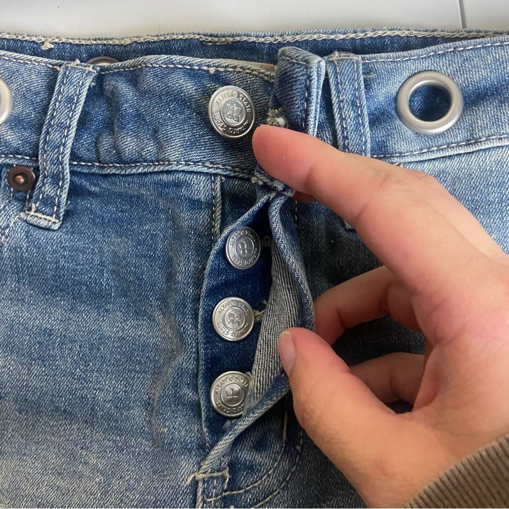 Altar’d State Size 25 Cut Off Denim Shorts Distressed Grommets Button Fly Grunge - Picture 8 of 11